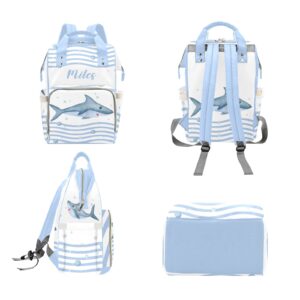 Personalized Diaper Bag Backpack Tote,Shark,Custom Diaper Bags for Shower Gift