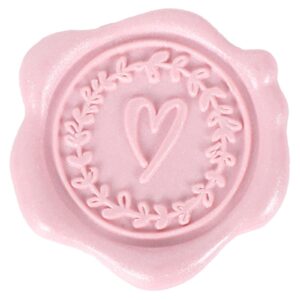 whaline 50pcs embossed wax seal stickers pearl pink heart envelope seal decals self-adhesive stamp sticker for valentine's day wedding invitations greeting cards birthday party gift supplies diy craft