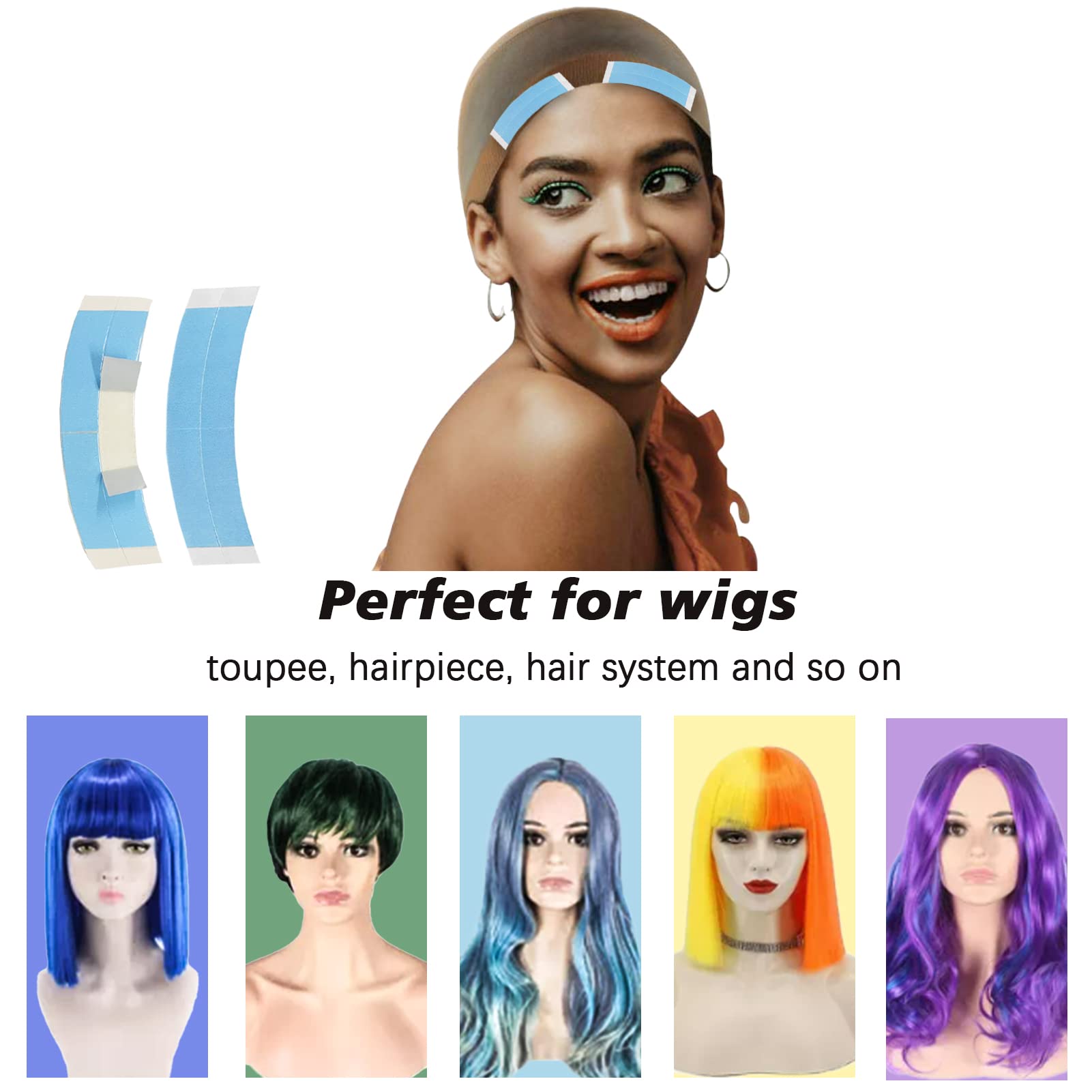 36pcs Wig Tape for Lace Wigs Double Sided Waterproof Lace Wigs Adhesive, Tape Strips for Lace Front Wig Toupee, Hairpiece Wig Tape Hair Wig Tape for Hair Extension with Hair Wax Stick Edge Control Wax