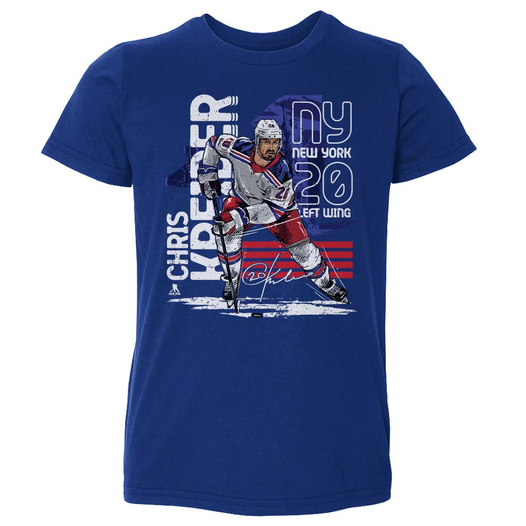 500 LEVEL Chris Kreider Toddler Shirt (Toddler Shirt, 3T, Royal Blue) - Chris Kreider New York Skyline WHT