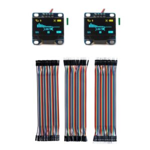 diymall 2pcs 0.96" inch blue and yellow i2c iic serial 128x64 oled lcd module + 120pcs 20cm dupont wire ribbon cables kit for arduino display raspberry pi 51 msp420 stim32 scr micro:bit