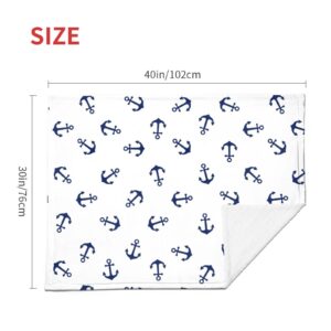 Baby Blanket Anchor for Boy Girl White Navy Marine Newborn 30x40 Inch Toddler Infant Nursery Throw Blankets Double Layer Comfy Soft Plush Stroller Crib Quilt