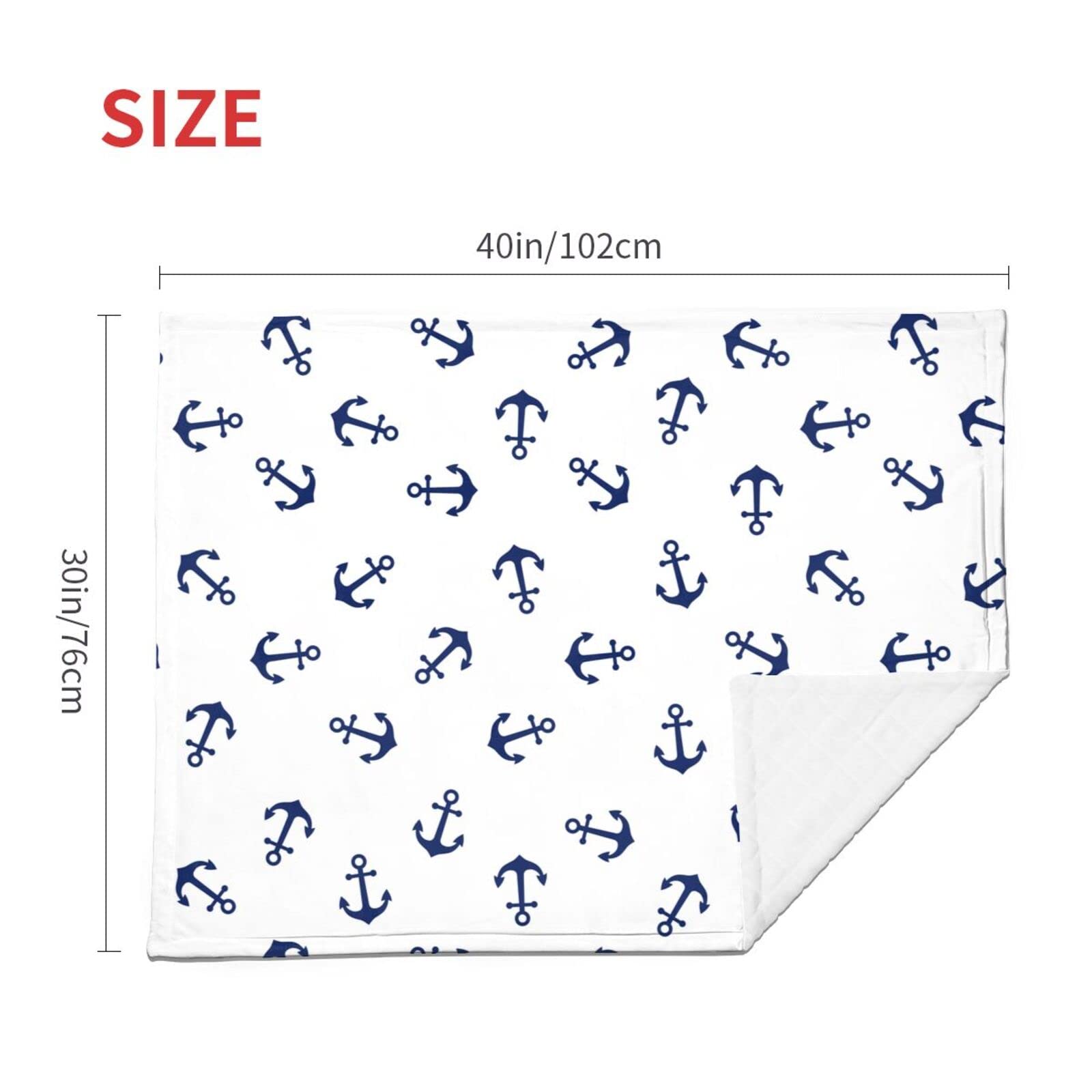 Baby Blanket Anchor for Boy Girl White Navy Marine Newborn 30x40 Inch Toddler Infant Nursery Throw Blankets Double Layer Comfy Soft Plush Stroller Crib Quilt