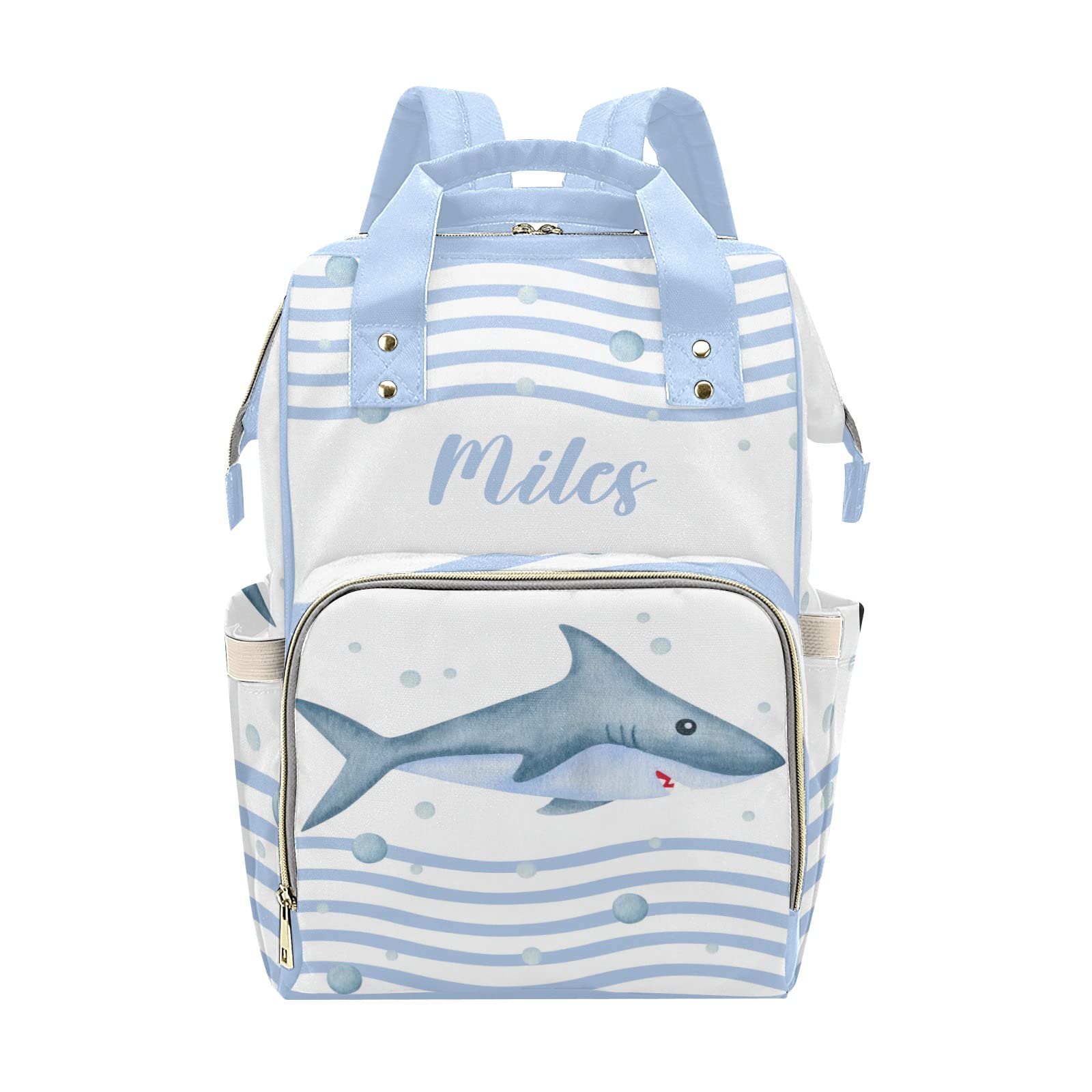 Personalized Diaper Bag Backpack Tote,Shark,Custom Diaper Bags for Shower Gift