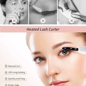 Heated Eyelash Curlers Lash Curler：Electric Eyelash Curlers, Rechargeable Lash Curler with Eyelash Comb for Quick Natural Curling Makeup Natural Curling Eye Lashes and 24 Hours Long Lasting