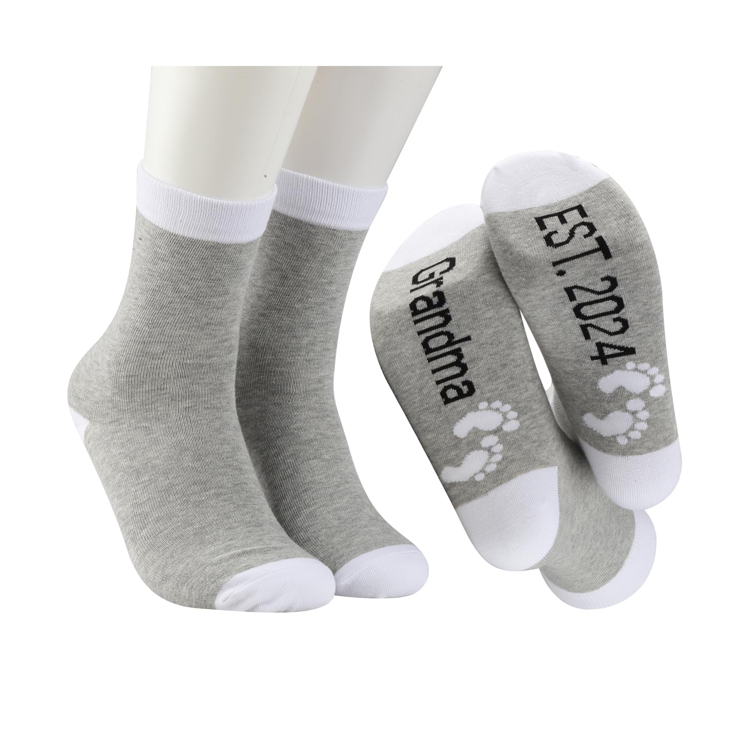 MBMSO New Grandma Gifts First Time Grandma Est 2024 Socks Grandma Announcement Gift Grandma to be Socks Baby Reveal for Grandmother (Grandma Est 2024)