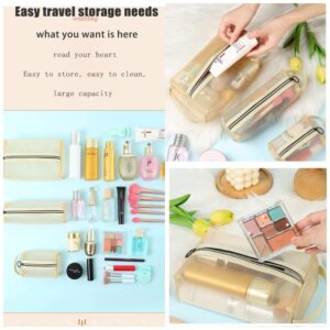 Gidary Mesh Cosmetic Bag Mesh Zipper Pouch Clear Cosmetic Bags for Home Travel Accessories Organizer 3PCS (Beige)