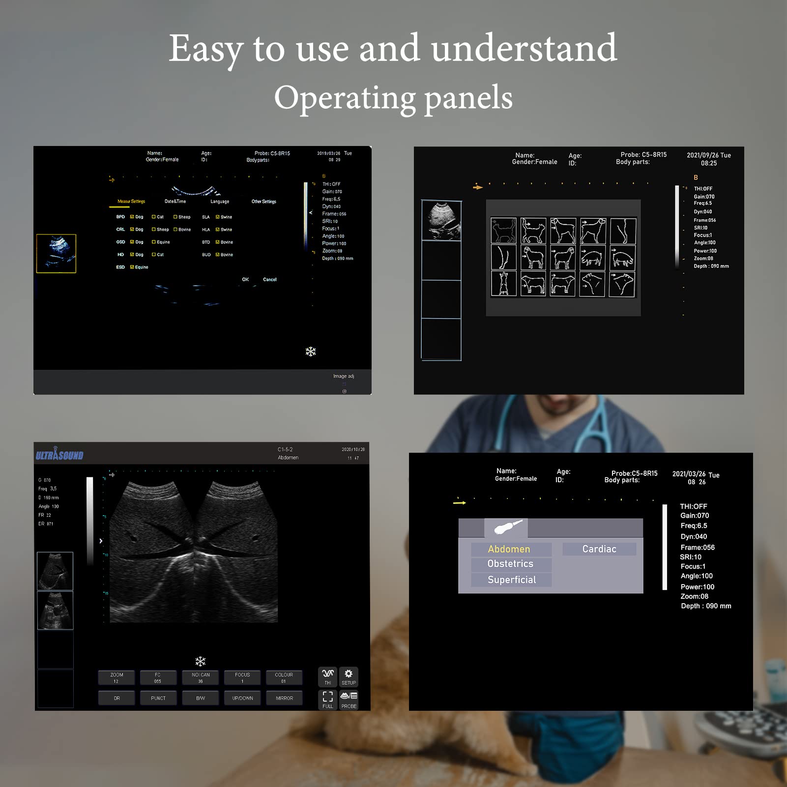 Veterinary B-Ultrasound Machine, Portable Laptop Scanner with 3.5 MHz Micro Convex ​Probe, with 5 Kinds of Pseudo Color and 12-Inch TFT Color Screen, for Cat Dog,Goat,Cow and Pig Pregnancy Tests