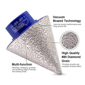 SHDIATOOL Diamond Beveling Chamfer Bits, Diamond Countersink Drill Bits for Existing Holes Enlarging Shaping Trimming Porcelain Tile Marble Ceramic Granite 3 INCH Finger Bits for Angle Grinder