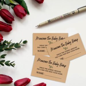 1 Measure the Baby Bump Kraft Sign & 50 Guessing Cards Set, Gender Neutral Baby Shower, Baby Showers Decorations, Baby Shower Games/081KF