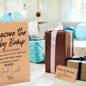 1 Measure the Baby Bump Kraft Sign & 50 Guessing Cards Set, Gender Neutral Baby Shower, Baby Showers Decorations, Baby Shower Games/081KF