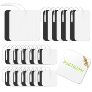 30 pieces tens unit replacement pads, multiple sizes tens unit pads with pad holder, reusable and self-adhesive electrodes pads compatible with auvon tens 7000 ems machine (latex-free, nonirritating)