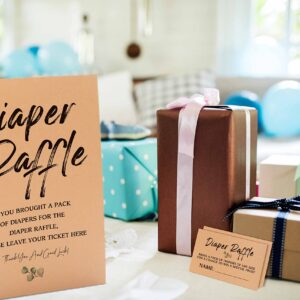 1 Diaper Raffle Kraft Sign & 50 Raffle Kraft Cards Set, Gender Neutral Baby Shower, Baby Showers Decorations, Baby Shower Games/111KF