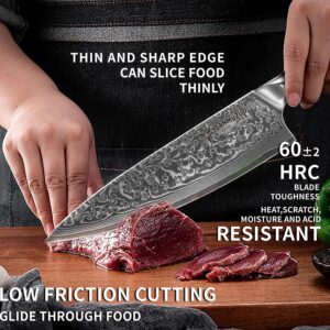 SANMUZUO Chef Knife - 8 inch - Xuan Series - VG10 Damascus Steel Kitchen Knife - Resin Handle (Starry Black)