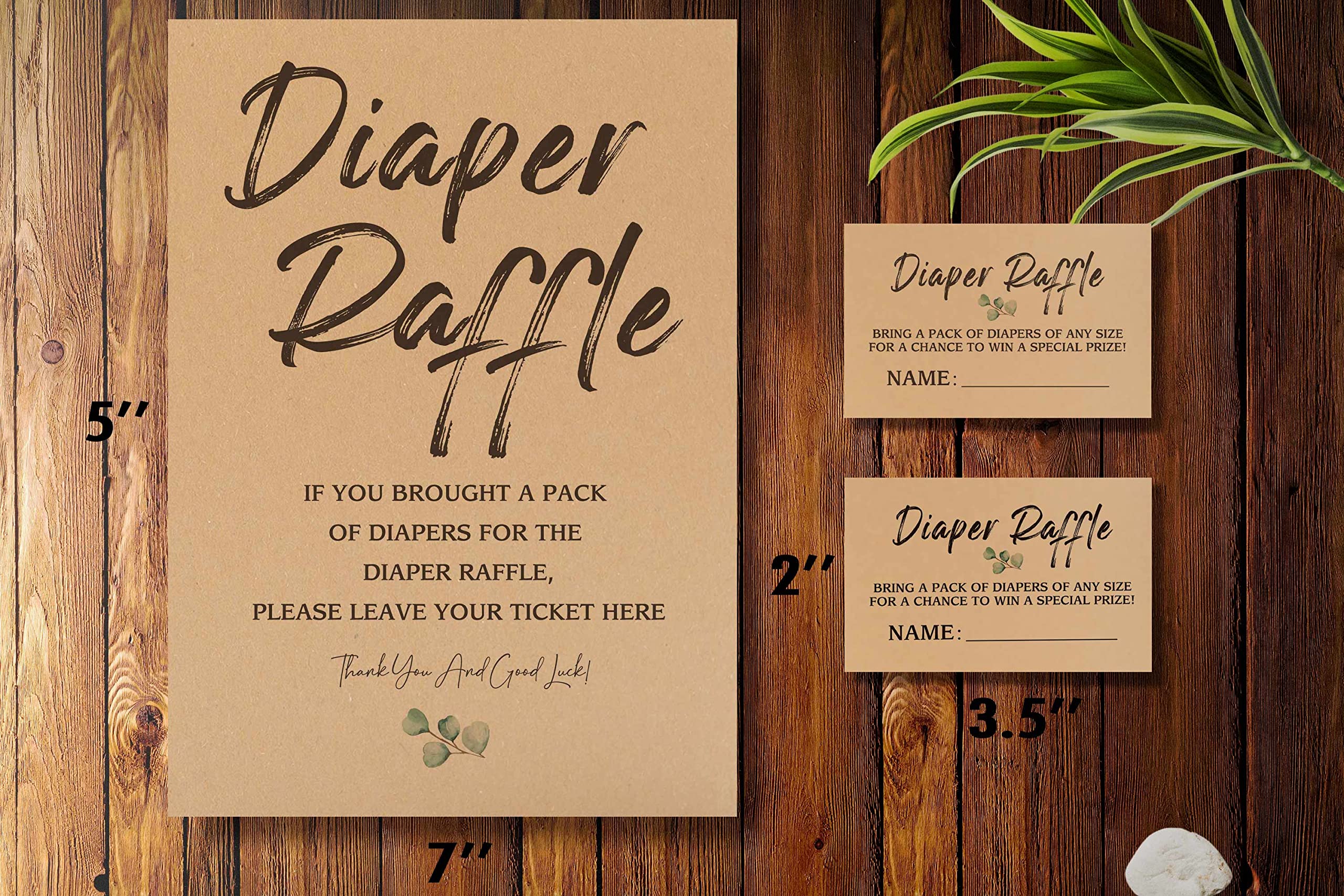 1 Diaper Raffle Kraft Sign & 50 Raffle Kraft Cards Set, Gender Neutral Baby Shower, Baby Showers Decorations, Baby Shower Games/111KF