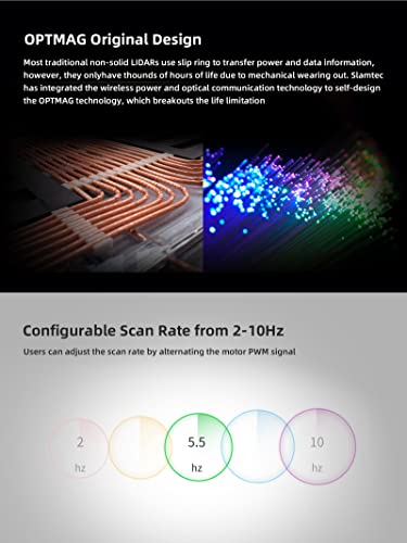 youyeetoo RPLIDAR A2M12 360 Degree Lidar Scanner 12Meter(39ft) Measuring Distance, 16000 Hz Sampling Frequency Compatible with A2 Previous SDK