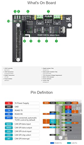 Coolwell RS485 CAN Expansion Board for Jetson Nano, Isolation Circuit Design, Onboard TVS, Built-in Protection Circuit