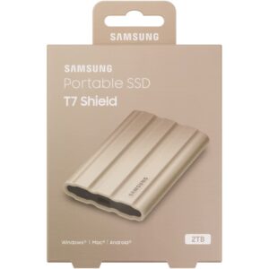 SAMSUNG MU-PE1T0K/AM T7 Shield Portable Solid State Drive 1TB 2022 Beige Bundle with 1 YR CPS Enhanced Protection Pack