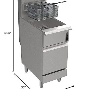 Venancio Floor Type Commercial Gas Deep Fryer 50 lbs Oil Capacity, 120,000 BTU, 4 burners, Stainless Steel Tank and Cabinet, Freestanding (Natural Gas)