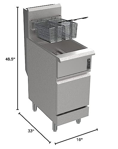 Venancio Floor Type Commercial Gas Deep Fryer 50 lbs Oil Capacity, 120,000 BTU, 4 burners, Stainless Steel Tank and Cabinet, Freestanding (Natural Gas)