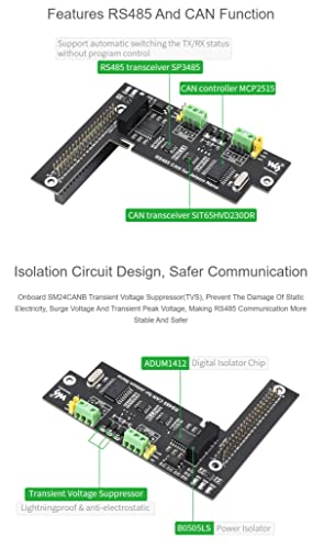 Coolwell RS485 CAN Expansion Board for Jetson Nano, Isolation Circuit Design, Onboard TVS, Built-in Protection Circuit