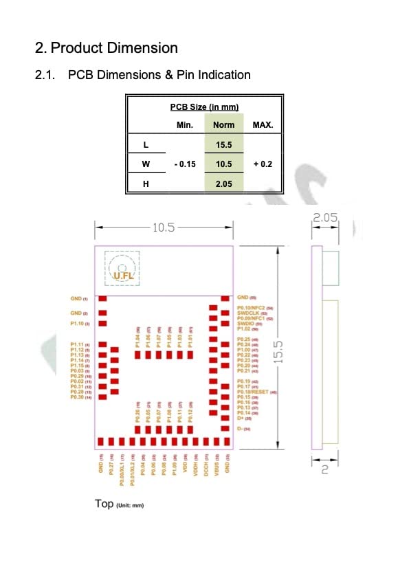 MDBT50Q-U1MV2 Nordic nRF52840 Solution u.FL Connector 48 GPIO Bluetooth Module BT5.2 FCC IC CE Telec KC SRRC (1pc Pak)