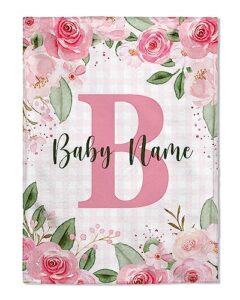 flochil personalized baby blankets, custom baby blanket - baby blanket with name for girls, best gift for baby, newborn floral plush fleece (30x40)