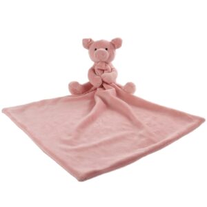 apricot lamb stuffed animals security blanket pink pig infant nursery character blanket luxury snuggler plush(pink pig, 13 inches)