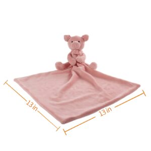 Apricot Lamb Stuffed Animals Security Blanket Pink Pig Infant Nursery Character Blanket Luxury Snuggler Plush(Pink Pig, 13 Inches)