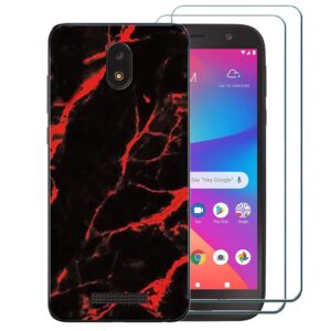 ranyi marble tpu case & screen protector for blu view 2 b130dl b131dl - red