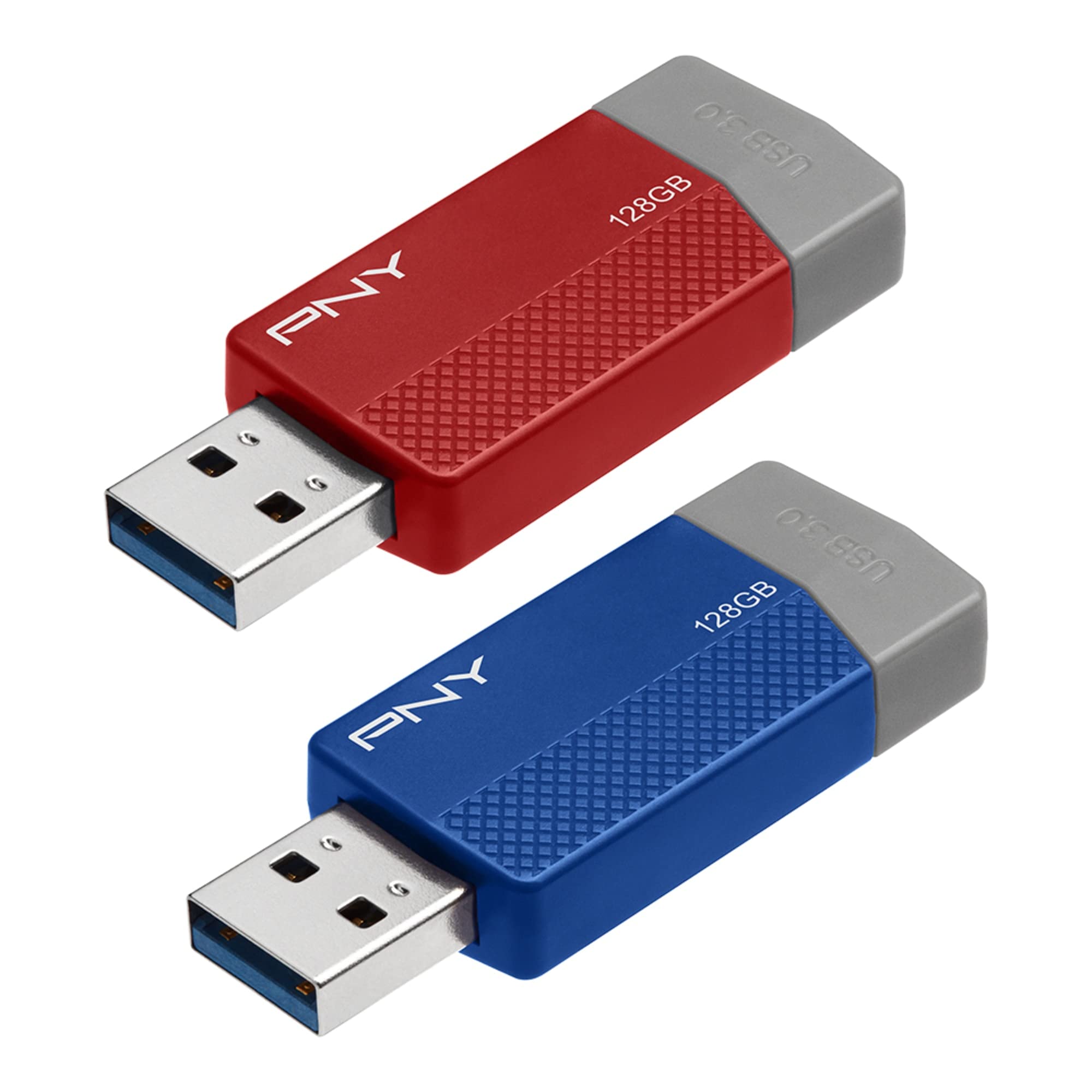 PNY USB 3.0 Flash Drives, 128GB, Assorted Colors, Pack Of 2 Drives