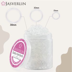 JASVERLIN Clear Hair Elastics Rubber Bands for Hair, Assorted Small Medium Large Variety Size Rubberbands Hair Ties Ponytail Holder Polybands for Toddler Girls Women Baby Mixed 2000pcs