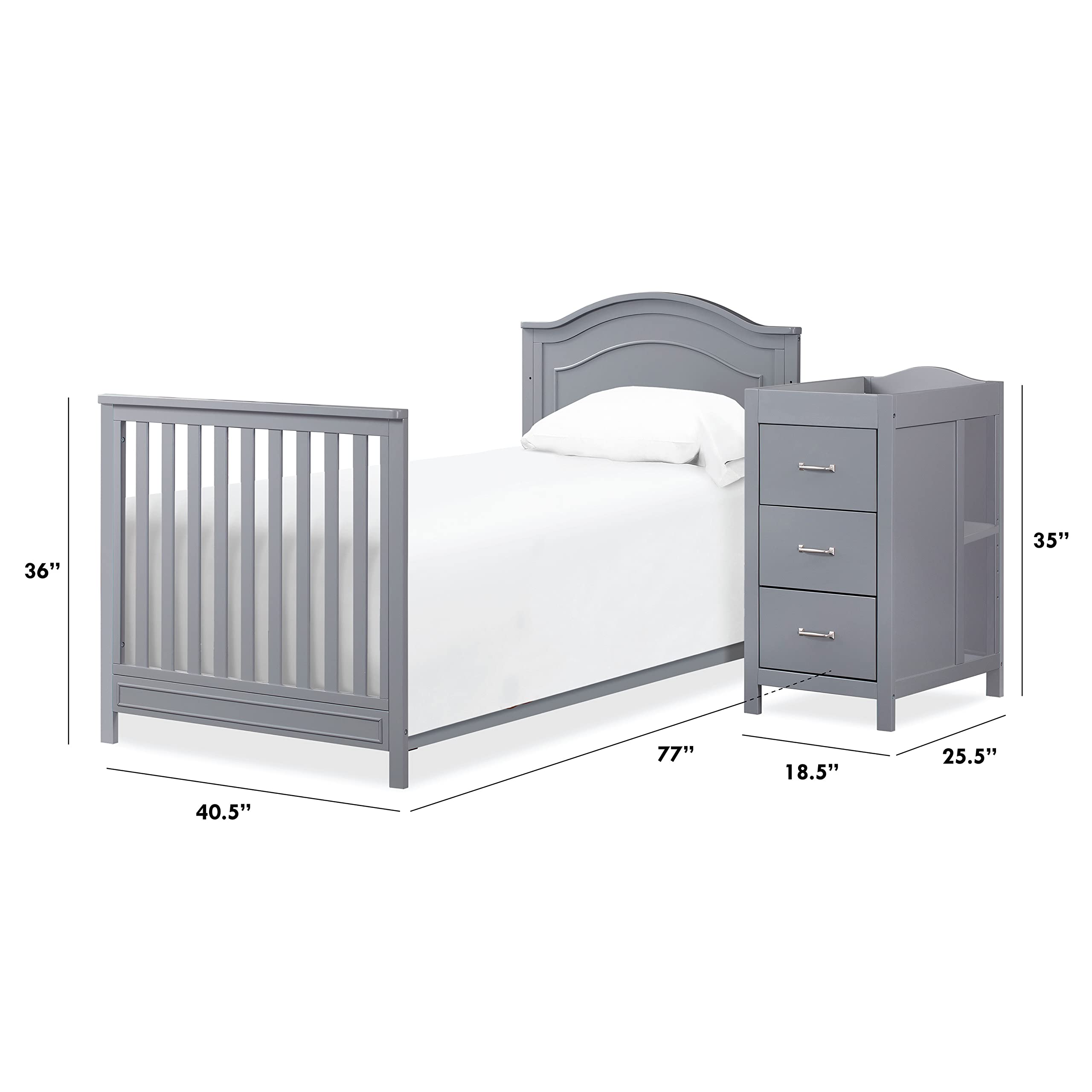 DaVinci Twin Size Conversion Kit (M12899) for Charlie Mini Crib and Changer Combo in Grey