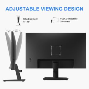 SANSUI Monitor 22 inch IPS Panel 1080p FHD 75Hz Computer Monitor with HDMI VGA, Ultra-Slim Bezel Ergonomic Tilt Eye Care LED Display for Home Office (ES-22F1 HDMI Cable Included)