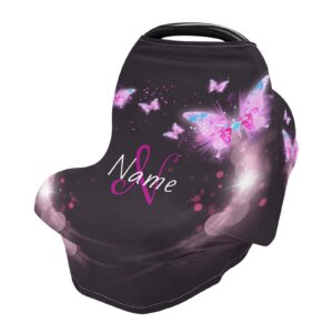 customized baby name car seats cover butterfly luxury monogram nursing cover multiuse breastfeeding scarf breathable stroller canopy for girls babies