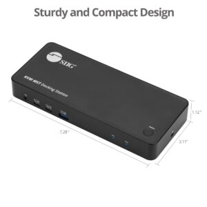 SIIG 2-Port USB-C KVM Docking Station with PD 65W, for 2 Monitors 2 Computers, MST Technology, 1x HDMI 1x DisplayPort, Gigabit Ethernet, Headset Jack (CE-DK0111-S1)