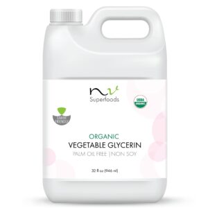 nv superfoods - organic vegetable glycerin - 32 fl oz - usp food grade, 100% natural, carrier for essential oils, perfect for skin, hair & nails as well as arts & crafts