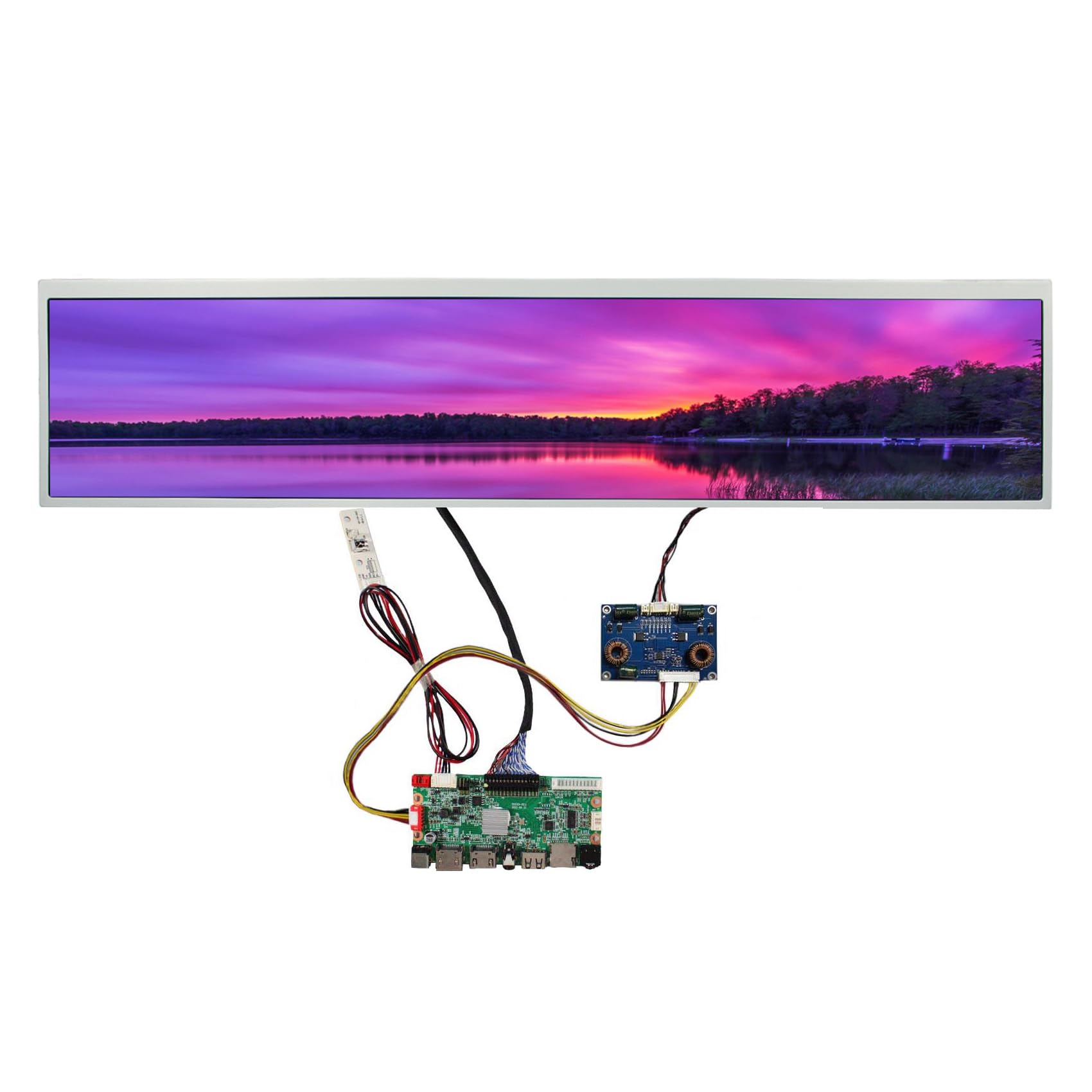 FanyiTek 24 inch 1920x360 DV240FBM-NB0 30pin IPS Stretched Bar LCD Screen and HDMI USB SD Audio LVDs Controller Board,for DIY Gaming Marquee Monitor/Supermarket Shelf Display