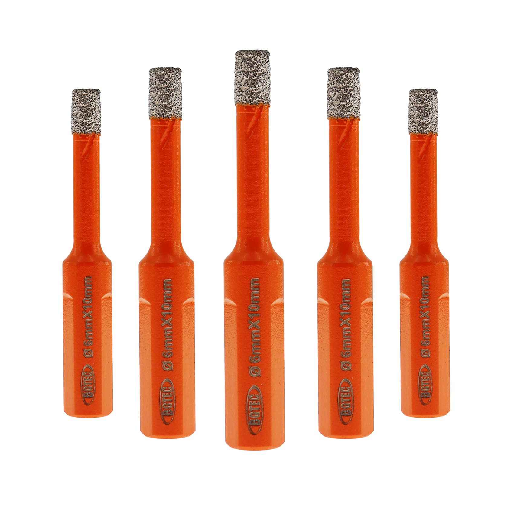 Dry Diamond Core Drill Bit, BGTEC 5Pcs 6mm 1/4" Vacuum Brazed Hole Saw with Triangle Shank for Porcelain Tile Ceramic Granite Marble Masonry