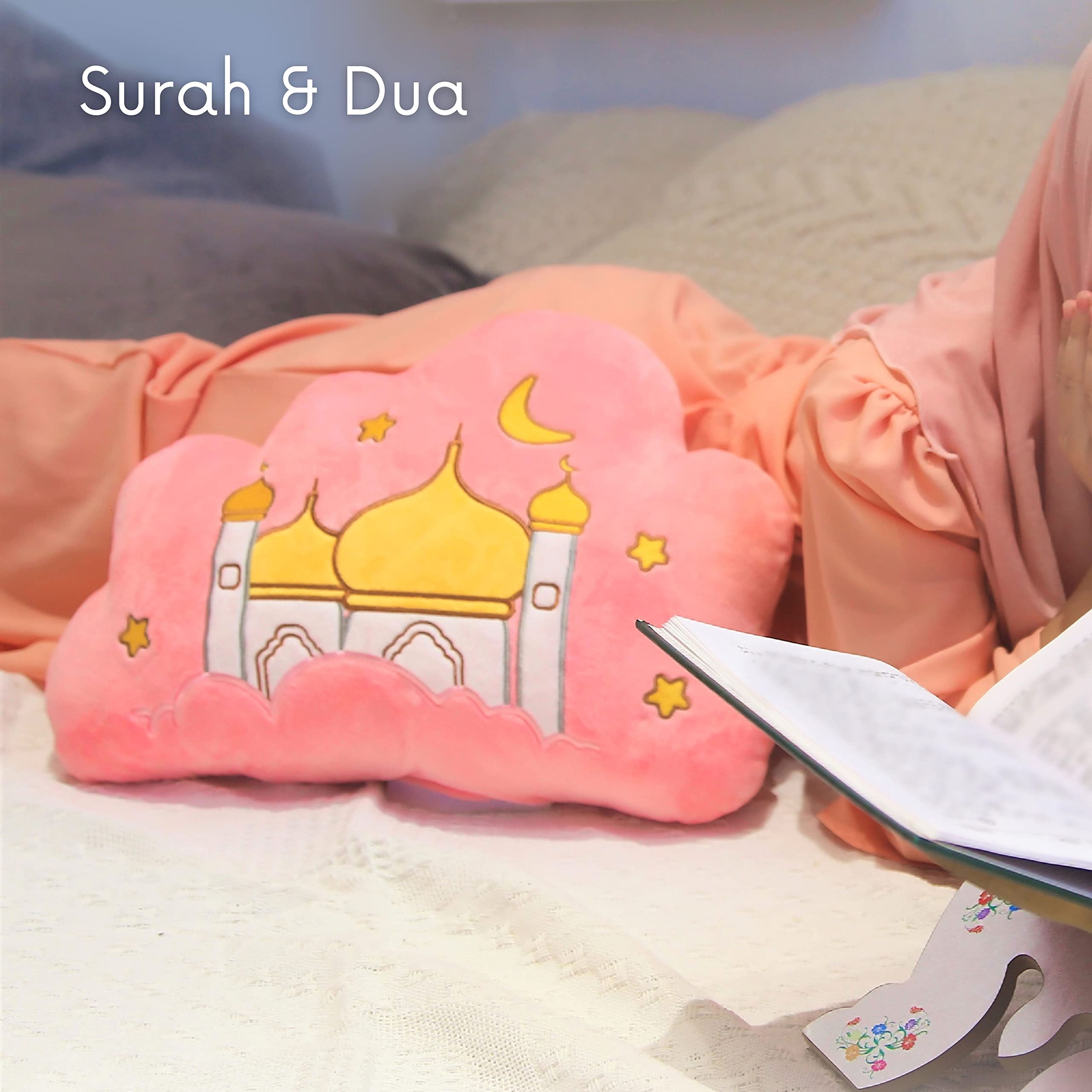 Mommy Yasmin - Soothe & Glow Talking Cloud | Muslim & Islamic Toy | Eid Gift | Quran & Dua | Interactive + Relaxing | Remote | for Baby + Toddlers + Kids (Pink)