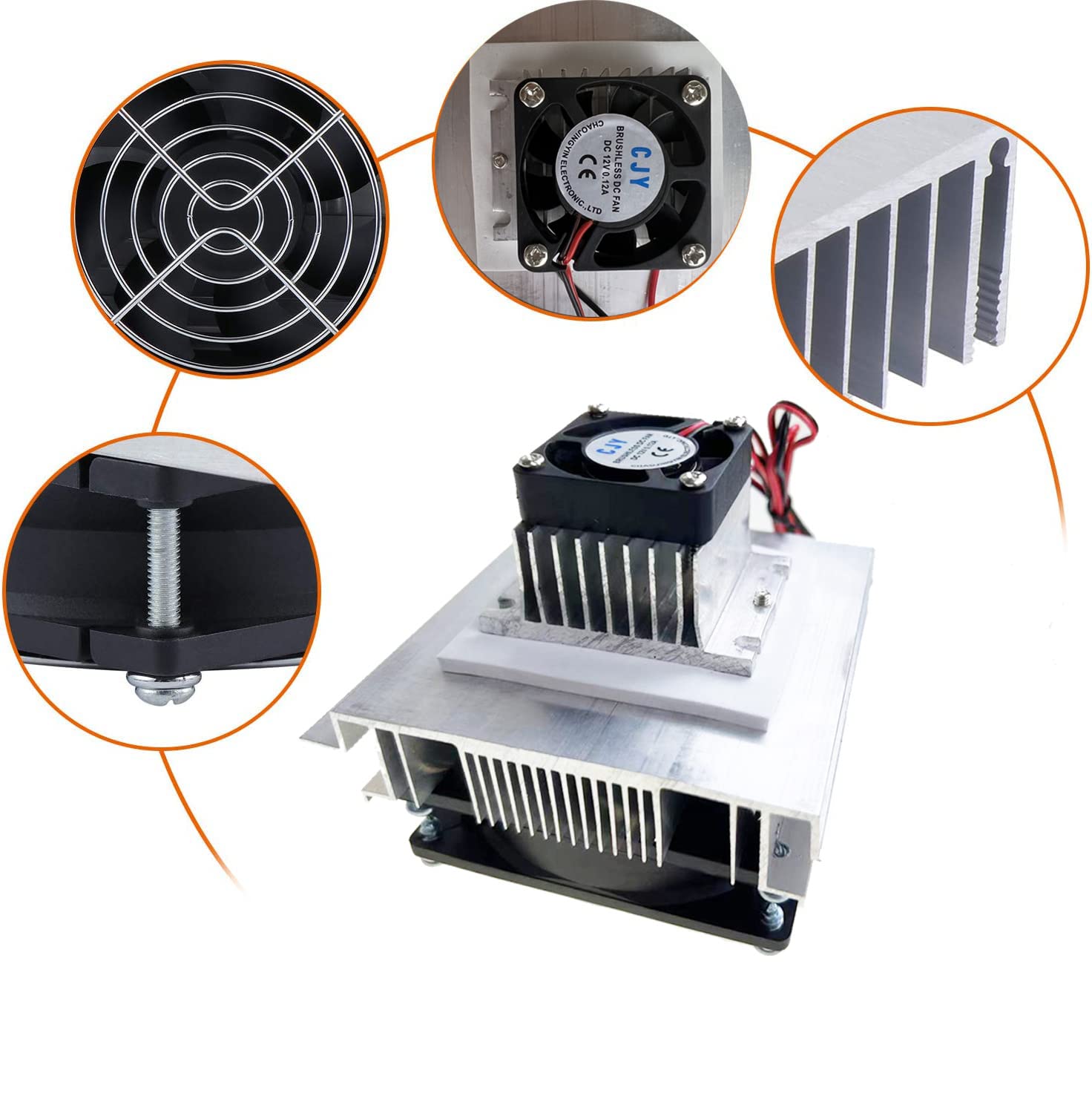 Yrhrol DC 12V DIY Thermoelectric Peltier Refrigeration Cooling System Kit Semiconductor Cooler Heat Sink Conduction Module Fridge Mini Air Conditioner Refrigeration