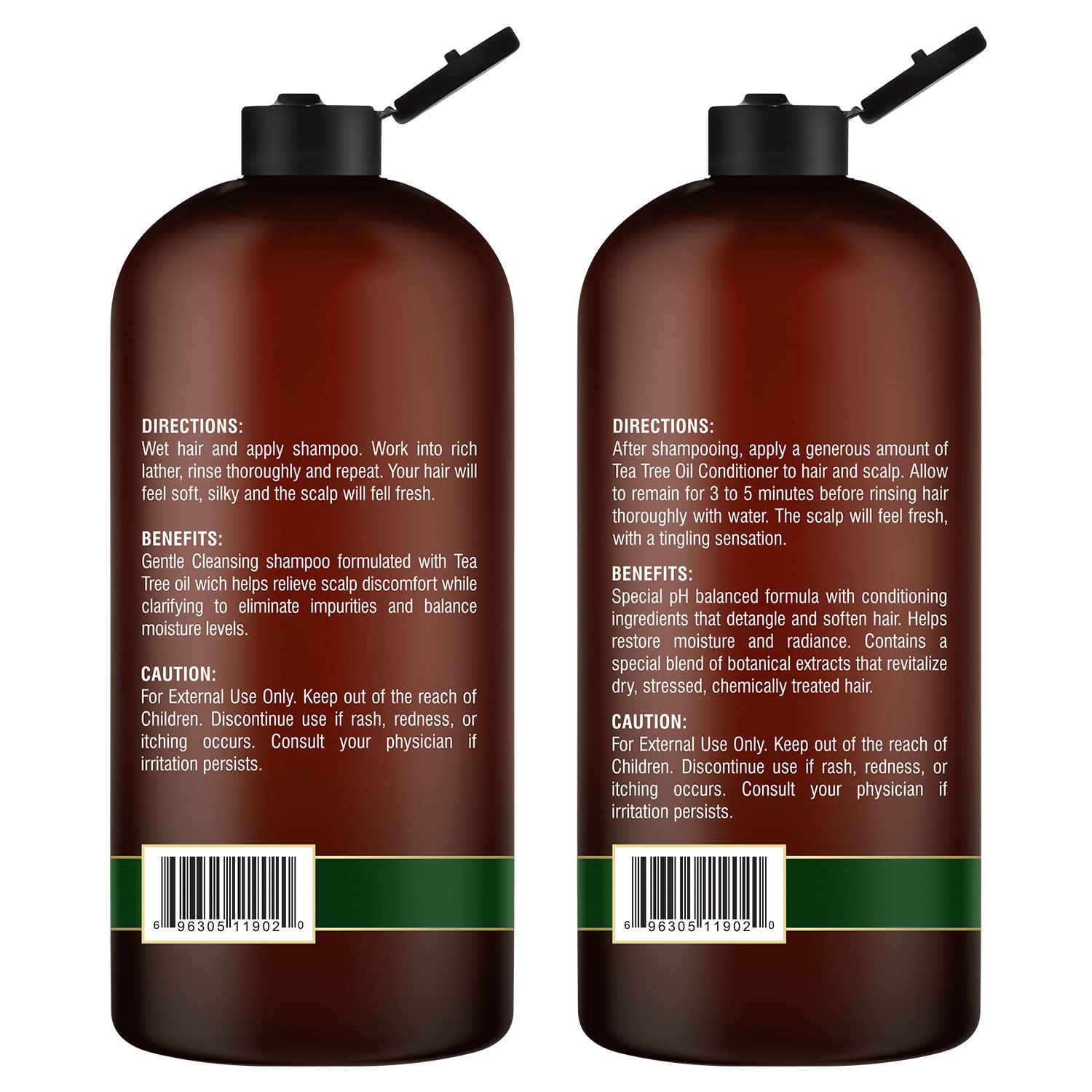 Natural Riches Refreshing Women's and Men's Shampoo and Conditioner Set - With Pure Tea Tree Oil, Boosts Shine, Tames Frizz, Sulfate-Free, Good for Dry, Itchy Scalp