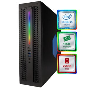 hp elitedesk 800 g2 small rgb desktop computer (sff) | quad core intel i5 (3.6ghz turbo) | 16gb ddr3 ram | 250gb ssd solid state | wifi-5g + bluetooth | windows 10 pro | home or office pc (renewed)