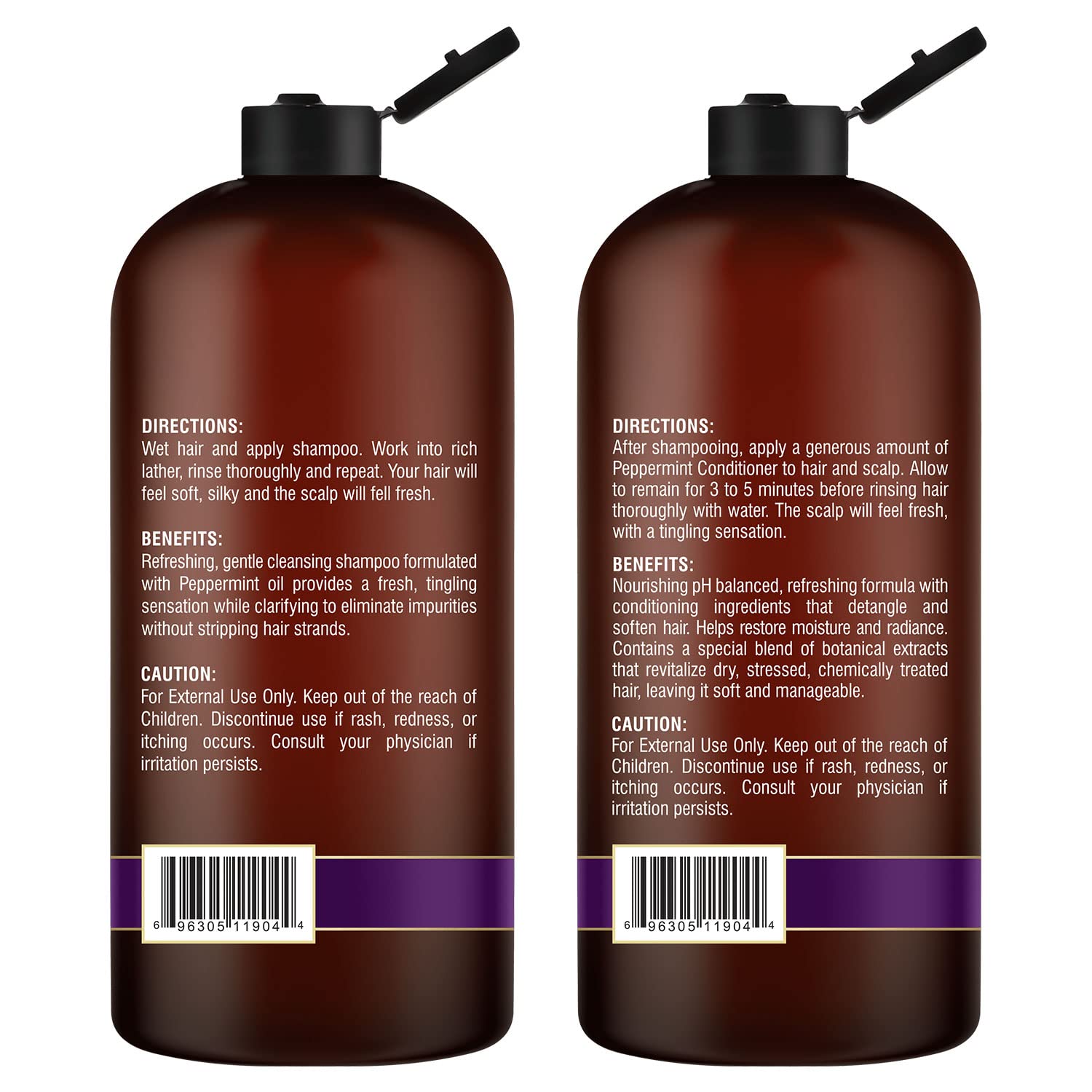 Natural Riches Peppermint Shampoo & Conditioner Set - Clarifying Formula for Thinning Hair, Fights Hair Loss, Promotes Hair Growth, Hydrating & Refreshing, Sulfate Free for Men Women, 16 fl oz each