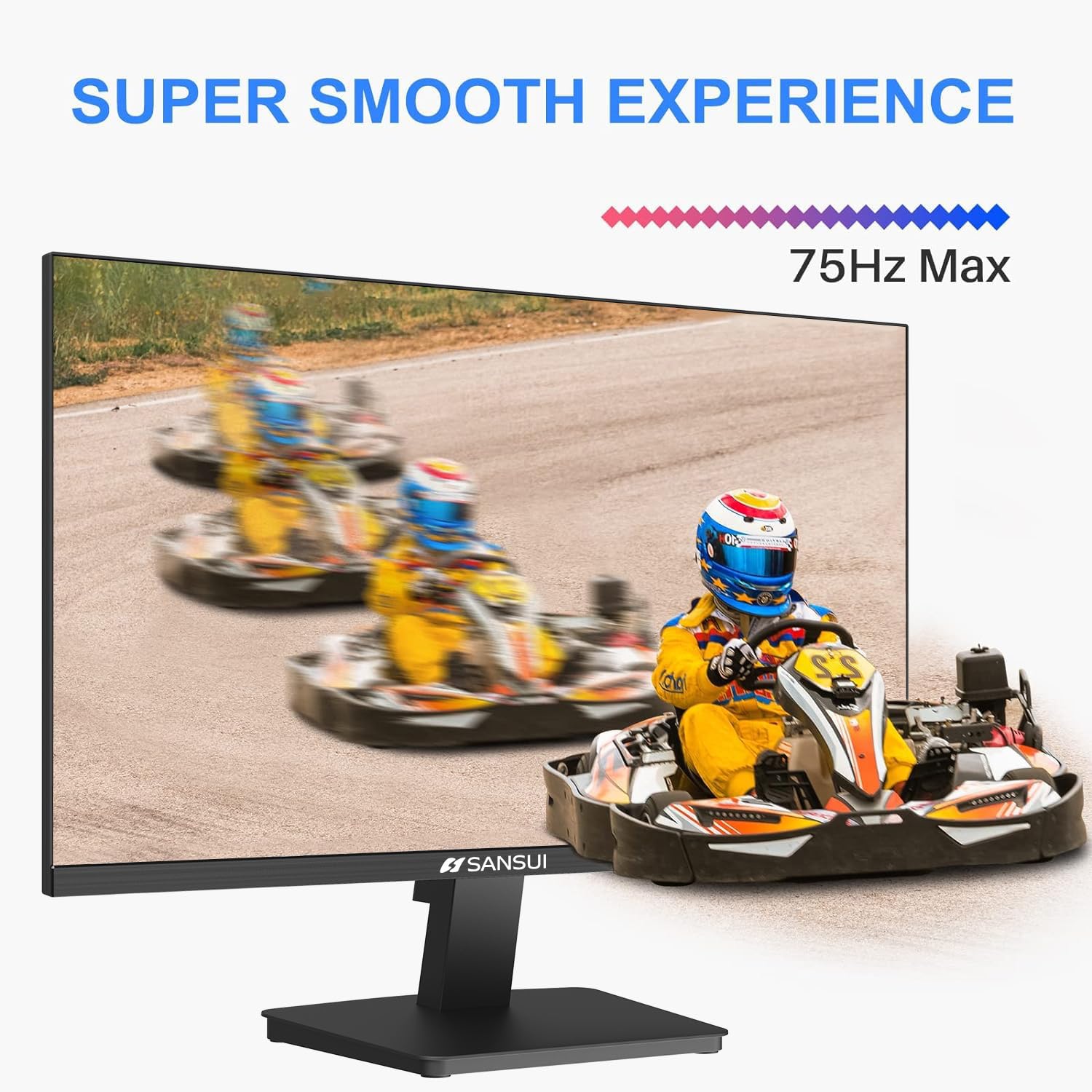 SANSUI Monitor 22 inch IPS Panel 1080p FHD 75Hz Computer Monitor with HDMI VGA, Ultra-Slim Bezel Ergonomic Tilt Eye Care LED Display for Home Office (ES-22F1 HDMI Cable Included)