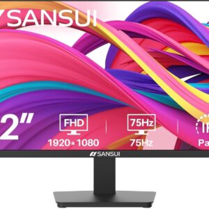 SANSUI Monitor 22 inch IPS Panel 1080p FHD 75Hz Computer Monitor with HDMI VGA, Ultra-Slim Bezel Ergonomic Tilt Eye Care LED Display for Home Office (ES-22F1 HDMI Cable Included)