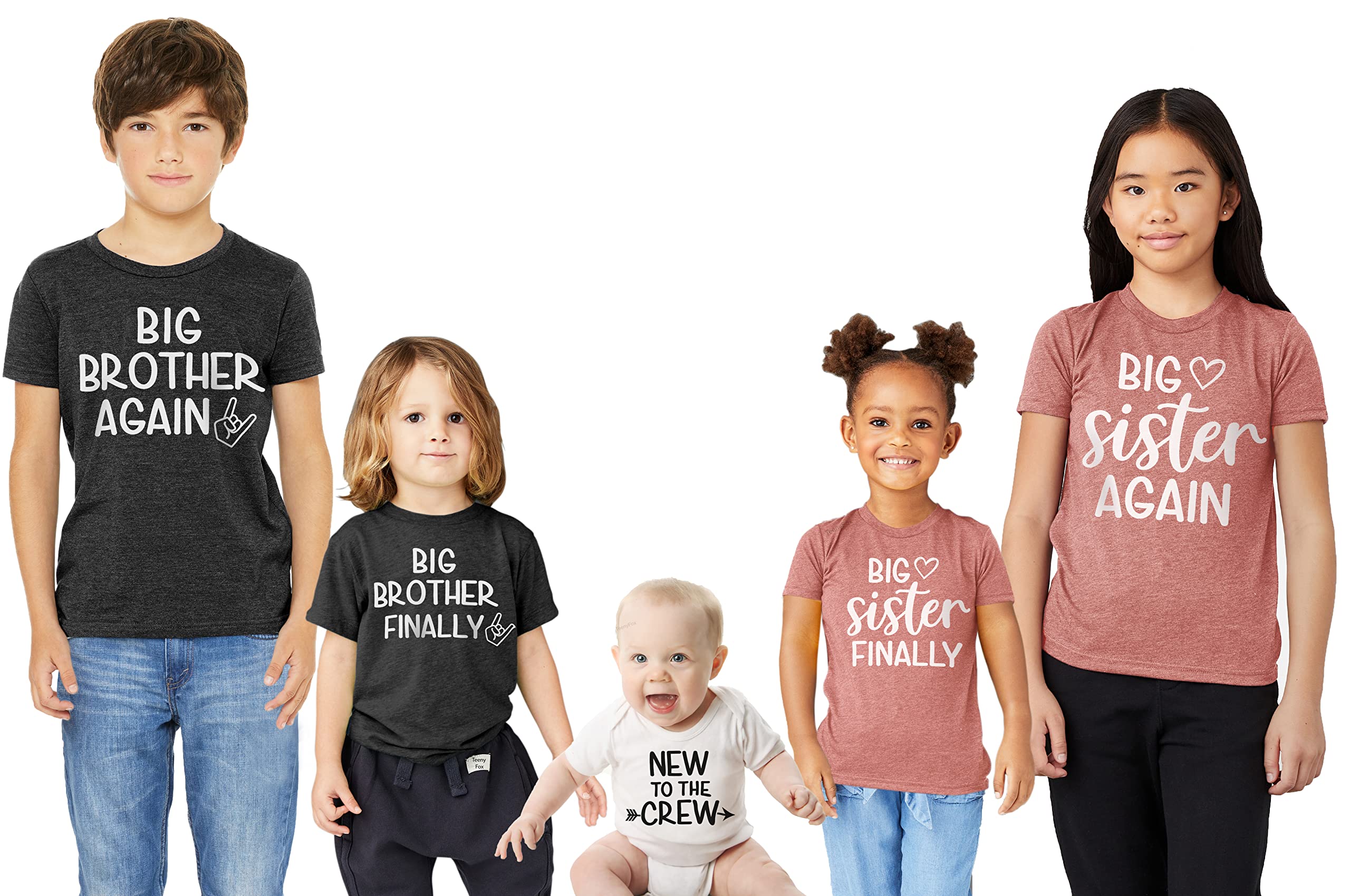 Teeny Fox Big Brother Again Sister Finally New to Crew Sibling Announcement T-Shirt