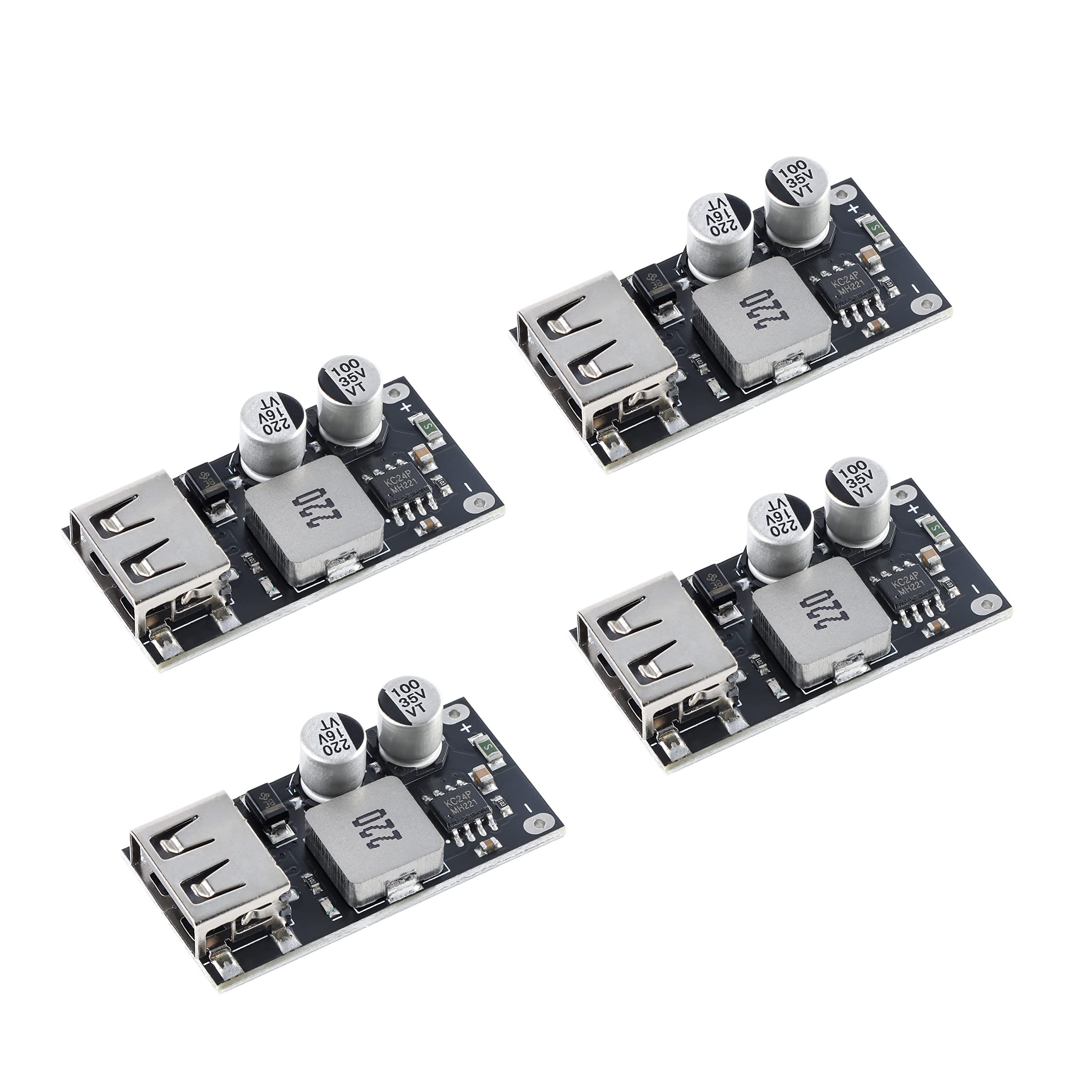 JESSINIE 4Pcs DC-DC Power Buck Voltage Converter 6V-32V to 5V QC2.0 QC3.0 Fast Charging Module MH-KC24 Voltage Power Converter Single USB Charging Voltage Converter Board