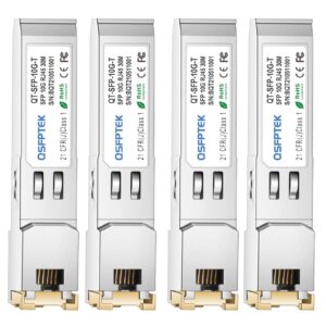 SFP RJ45 Copper Module, 10/100/1000BASE-T Gigabit SFP to RJ45 Mini-GBIC Transceiver for Cisco GLC-T(10/100/1000)/SFP-GE-T(10/100/1000), MikroTik, Supermicro Reach 100m - 4Pack