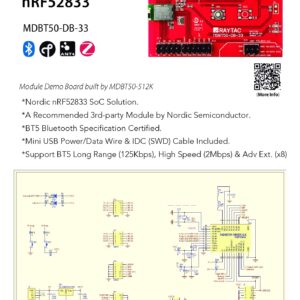 MDBT50-DB Nordic nRF52833 Module Demo Board Dev Kit 18 GPIO Bluetooth Module BT5.2 FCC IC CE Telec KC SRRC (Chip Antenna)